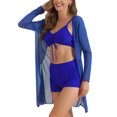 thumbnail image 4 of Women's Twist Ruched Bikini Sets, 3 Pieces Adjustable Spaghetti Straps Boyshort Cover Up Dresses Bathing Suit Royal Blue Large, 4 of 5
