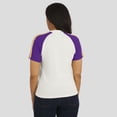 thumbnail image 5 of Women's WEAR by Erin Andrews White Minnesota Vikings Sleeve Stripe Distressed Raglan T-Shirt, 5 of 6