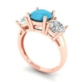 thumbnail image 2 of Clara Pucci 14K Rose Gold 3ct Turquoise Three-Stone Ring for Women, 2 of 8