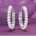 thumbnail image 5 of Ross-Simons 3-3.5mm Cultured Pearl Hoop Earrings in Sterling Silver, Women's, Adult, 5 of 7
