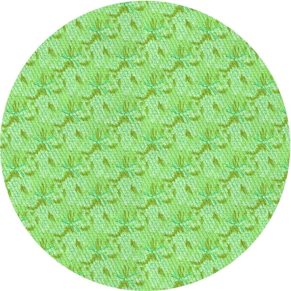 Ahgly Company Indoor Round Patterned Nebula Green Area Rugs, 3' Round