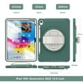 thumbnail image 4 of ELEHOLD for iPad 10th Gen 10.9" 2022 Rugged Case Three-Layer Protection with 360° Rotating Kickstand Adjustable Handstrap Pencil Holder Shockproof Case For iPad 10.9" 2022,Emeraldgreen, 4 of 8
