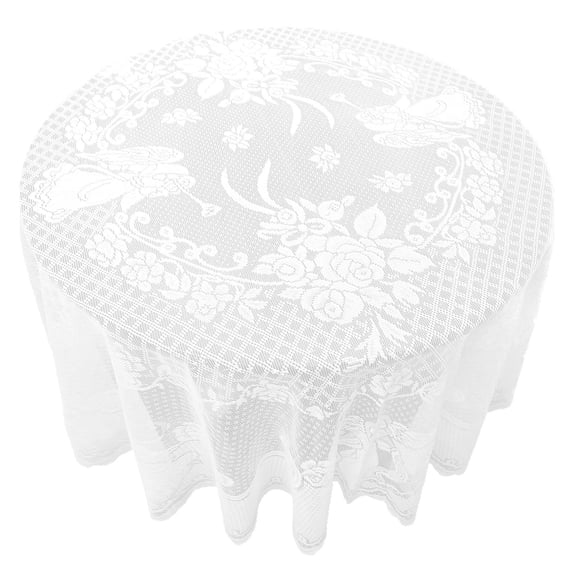 Slhenay 70" Vintage White Lace Round Tablecloth