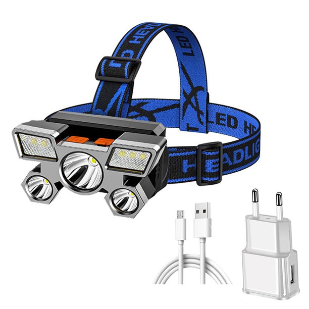 Linterna Frontal LED COB USB para Exteriores Al Con Adaptadores Cargador