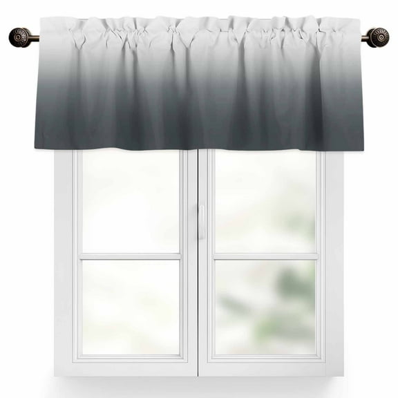 Gray Gradient Valances for Windows, 60 x 18in, Rod Pocket Kitchen Valance Curtain Light Filtering Window Treatments for Living Room Bedroom, 1 Panel