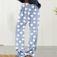 thumbnail image 5 of Lenpel Women's Fuzzy Fleece Pajama Pants Plus Size High Waisted Wide Leg Heart Printed Plush Lounge Pants Comfy Pj Bottoms(Blue,5X-Large), 5 of 6