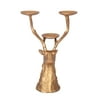 My Texas House Metal Casted Stag Pillar Candle Holder Gold Finish, 13 inch