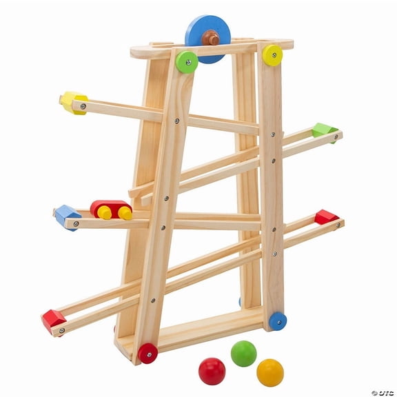 21 1/4" x 23 1/4" Multicolor Ball-Rolling Wooden Track Game Set – 7 Pieces