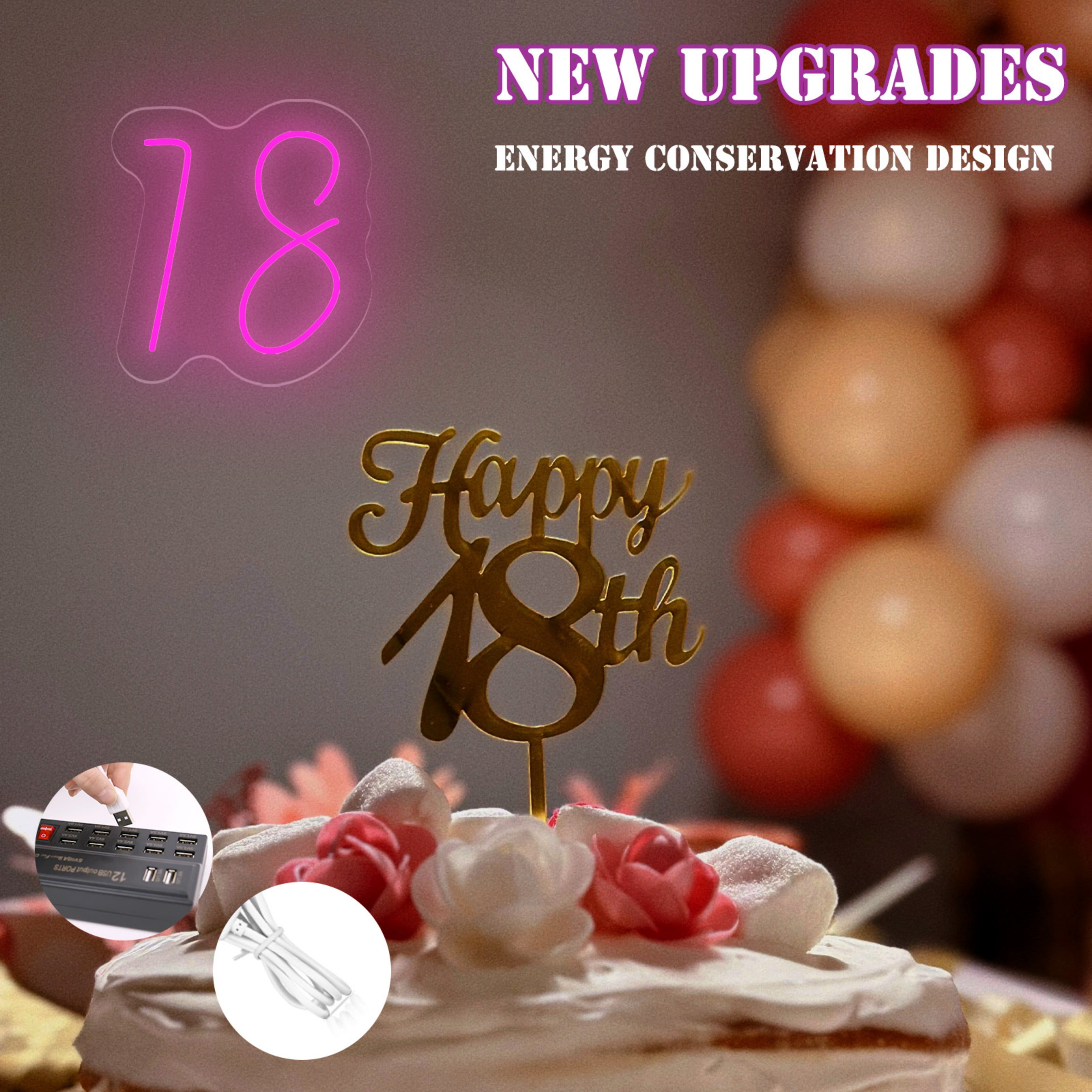 UPONRAY Number Custom Neon Signs, Usb Powered with Adjustable Brightness Wall Decor for Gifts, Dark Blue, 15 inch