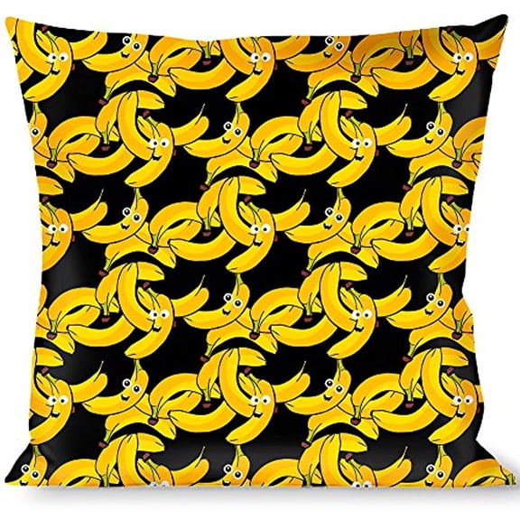 Buckle-Down Throw Pillow - Bananas Stacked Cartoon Black Yellows