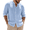 2#Light Blue, variant on BRANROY Long Sleeve Shirts for Men - Linen Stand Collar Button-Front Shirt, Lightweight and Breathable for Daily Wear,Black L