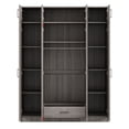 thumbnail image 6 of Modern 4-Door Wardrobe with Drawers, Shelves & Hanging Rail, Freestanding Wardrobe Closet with Built-in Top Cabinet, Clothes Storage Cabinet Organizer for Bedroom Living Room Cloakroom, Gray, 6 of 8