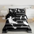 thumbnail image 2 of Homewish Cartoon Soccer Print Full Size Comforter Sets for Kids, Football Sports Athlete Bedding Comforter Set, Vintage US Flag Reversible Bedding Sets, Breathable Home Decor, 3 Pieces, 2 of 8