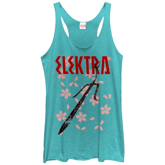 Women's Marvel Elektra Blossoms  Racerback Tank Top Tahiti Blue X Large