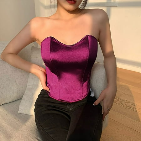 Summer Saving Clearance! pstuiky Tube Top With Built In Bra  Womens Fashion Solid Fishbone Girdling Backless Tank Top  Short Breast Wrap  Seamless Backless Design  Elegant And Sexy Underwear For Ever