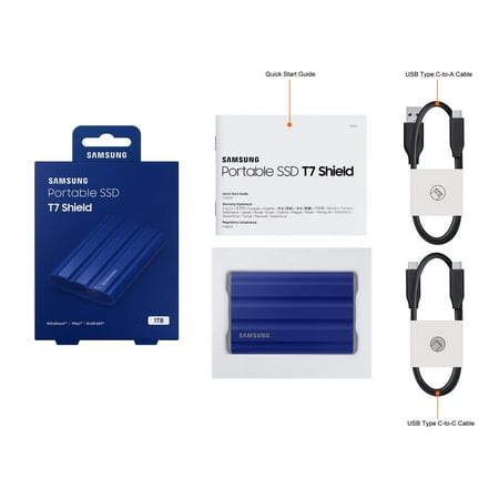 Samsung - T7 Shield 1TB External USB 3.2 Gen 2 Rugged SSD IP65 Water Resistant - Blue