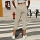 thumbnail image 5 of TaTaai Women's High Waist Linen Pants Elastic Drawstring Waistband with Decorative Ruffles Loose Straight Leg Cropped Length Casual Trousers Featuring Side Pockets Gift, 5 of 7