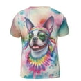thumbnail image 2 of Hippie Boston Terrier Portrait Watercolor Tie-Dye Vintage Styles All Over Print 3D Shirt Unisex Merch Gentleman Dog Lover Gifts - 00014, 2 of 6