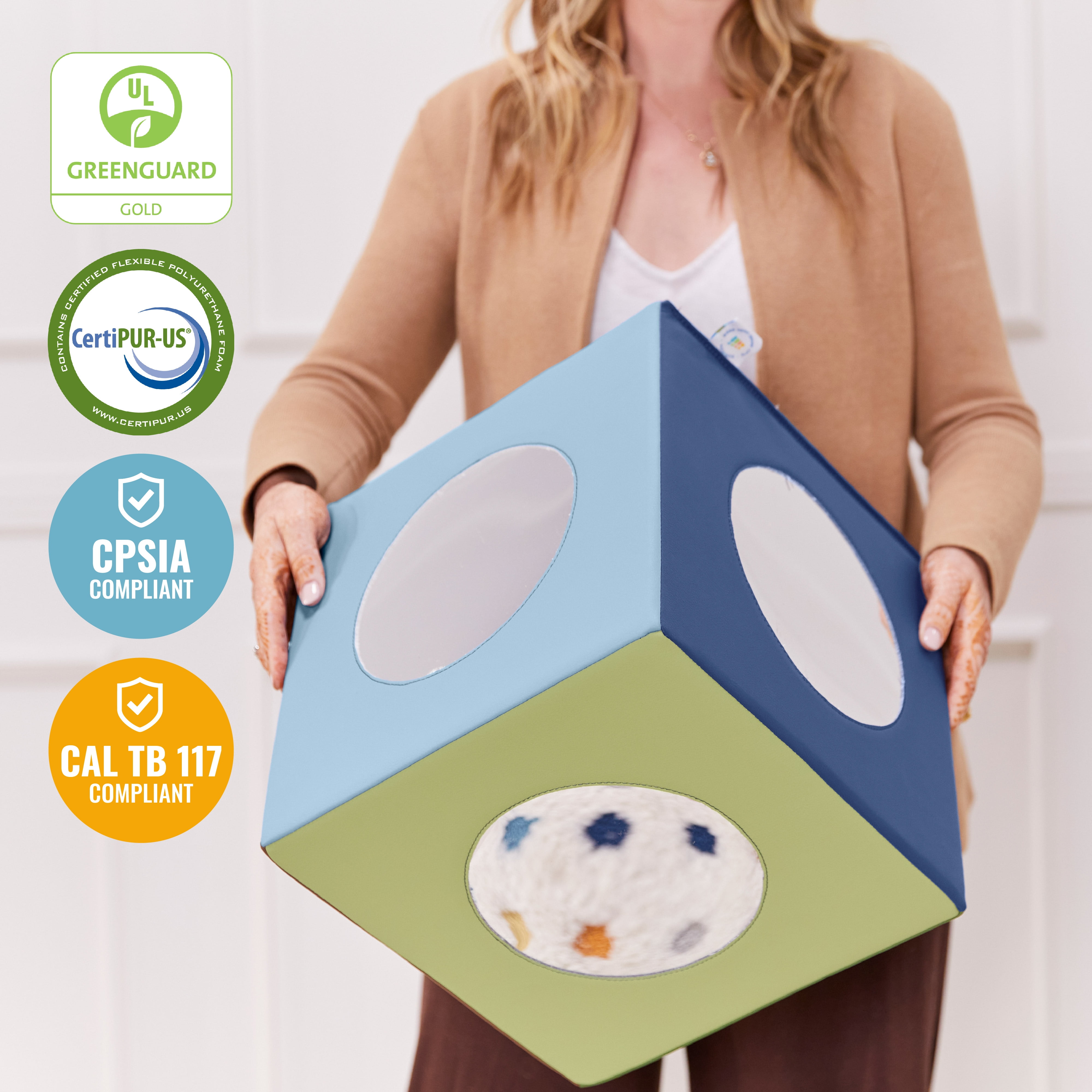 ECR4Kids SoftZone Mirror Activity and Sensory Play Cube, Baby Essentials, Earthtone