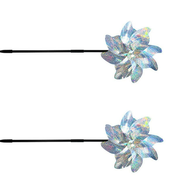 Naiovety Spinner de viento para espantar pájaros, 2 uds., exclusivo, repele pájaros y mejora el efecto de decoración del jardín, es obvio Jardín y Patio Plata