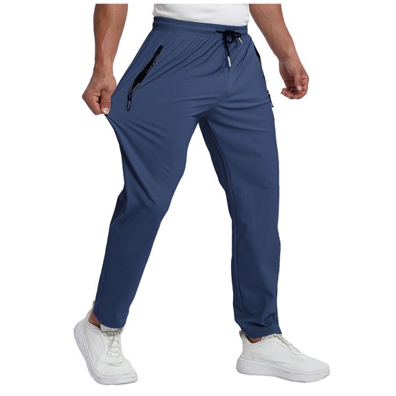 RFQWOVSR Men's Lightweight Quick Dry Athletic Joggers Elastic Breathable Running Workout Sweatpants with Zipper Pockets XL