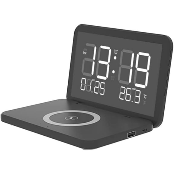 Digital clock, wireless charging and night light