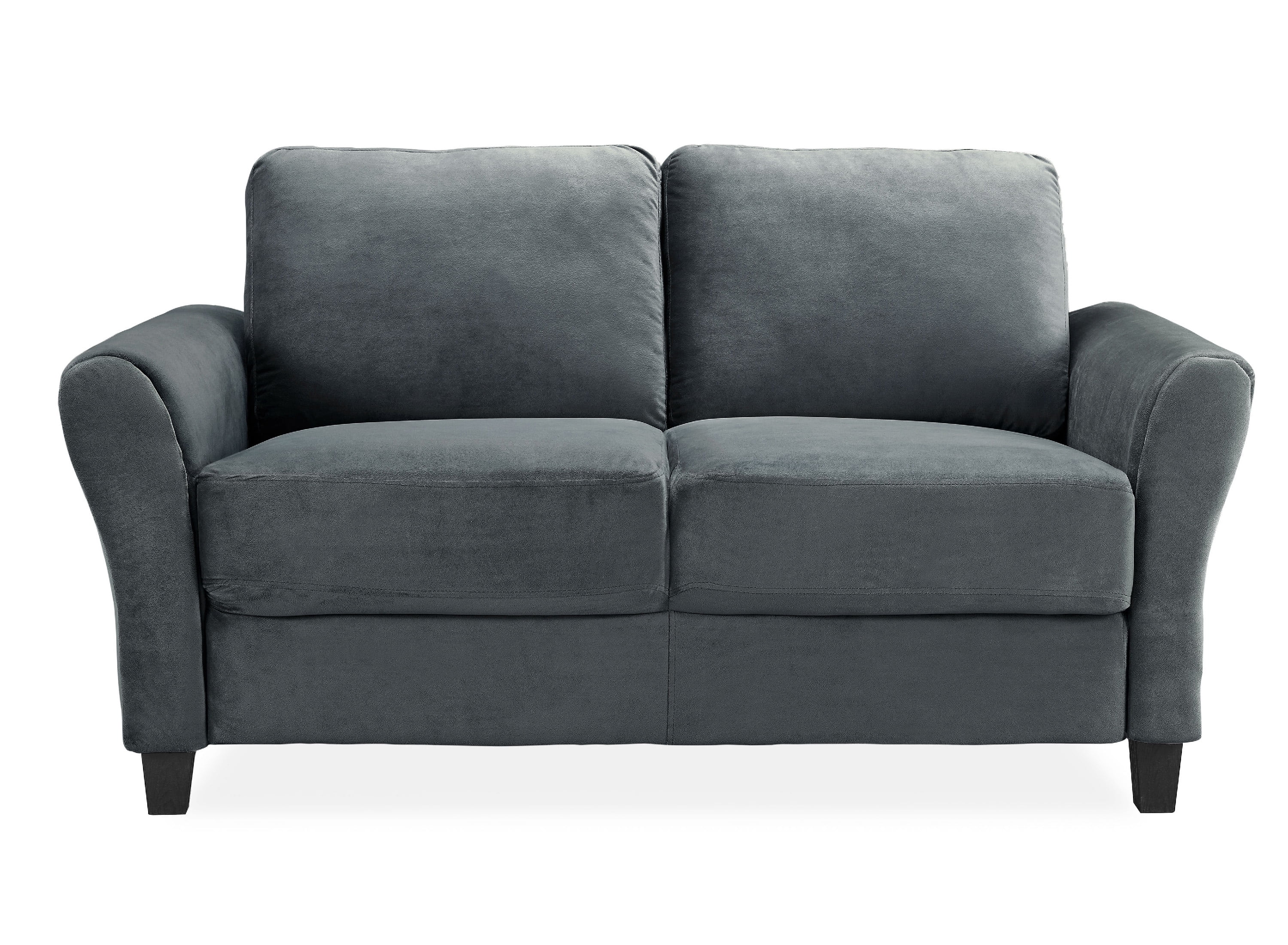 Lifestyle Solutions Alexa 2 Seat Rolled Arm Microfiber Loveseat Dark Gray Walmart Com Walmart Com