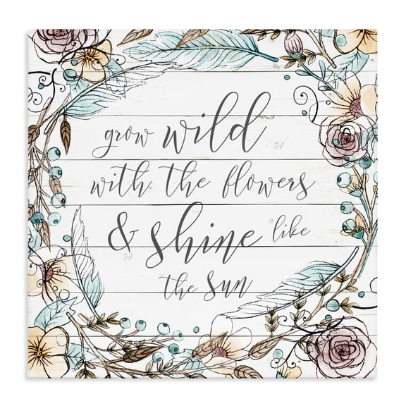 Stupell Industries Farmhouse Grow Wild With Flowers Canvas Art, 17 x 17, by SD Graphics Studio