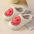 thumbnail image 3 of Patrok Smiley Face Slippers, Adult & Child, Slides, Slip Resistant, Slide-On House Shoes, Light Red (US Womens 10 / Mens 8.5), 3 of 7