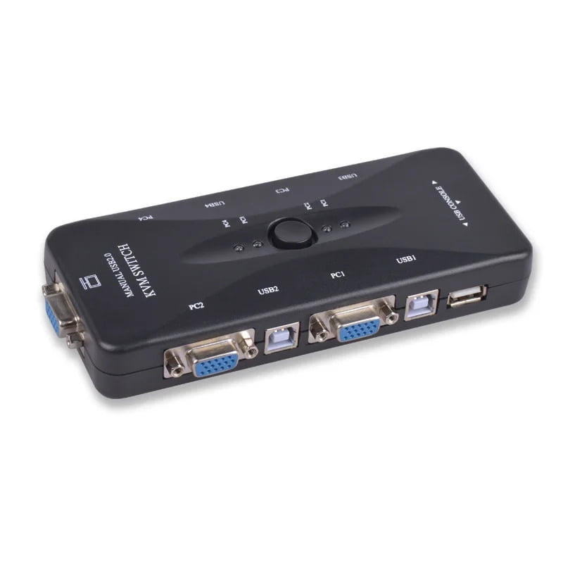 KSRplayer 4-Port USB 2.0 VGA KVM Switch with 4 PCS KVM Cable