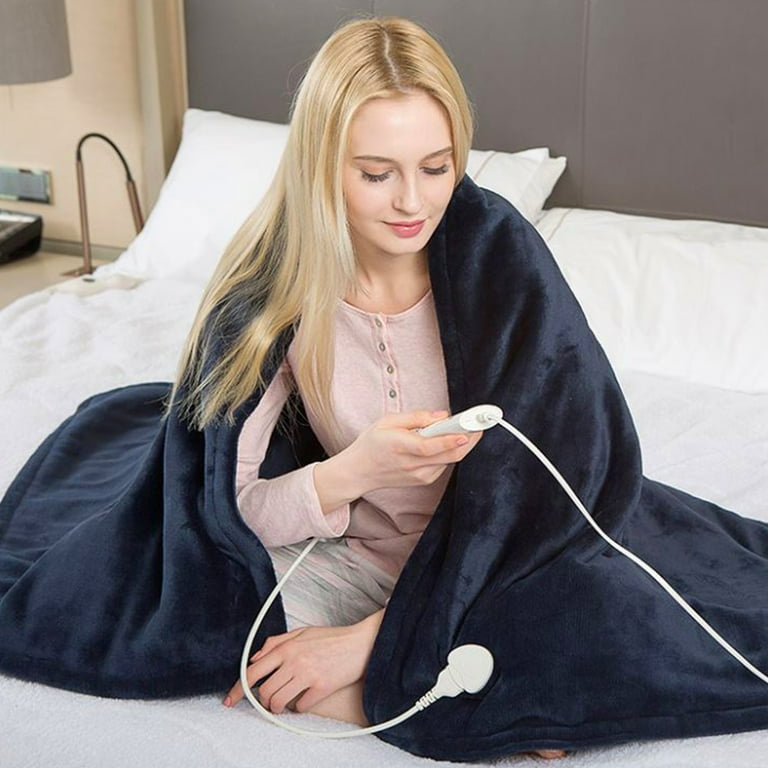 Electric Heated Throw Blanket Fleece with Controller, 50 x 60 , 4 Hours Auto  Shut-Off, Fast Warming, Full-Body Comfort, Luxuriously Soft, Machine  Washable, Navy Blue - Walmart.com