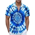 thumbnail image 2 of flyskyup Tie Dye Shirts for Mens Lapel Short Sleeve Button Down Regular Trendy Blouses Lightweight Beach Summer Casual Tops, 2 of 5