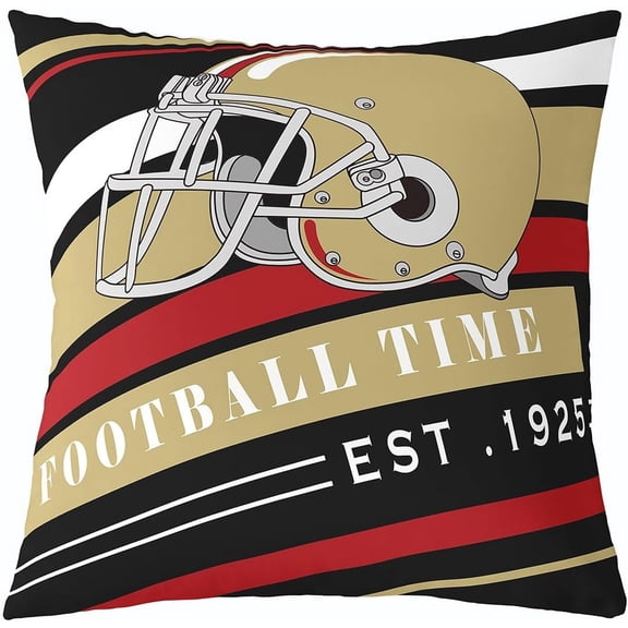 Football Throw Pillow Cover 16x16 Inch,Red Brown Black Pillow Cover for Football Lovers,Rugby Sports Themed Decorative Pillow Cover,Cool Football Helmet Print Cushion Case