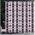 thumbnail image 3 of Ambesonne Abstract Shower Curtain, Argyle Motif Stripes Print, 69"Wx75"L, Eggplant Mauve, 3 of 4