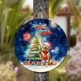 thumbnail image 4 of Merry Christmas and Happy New Year Santa Golden Retriever Holiday Xmas Winter Round Wood Sign Goldens Dog Lover Gifts Idea Hanging Wall Home Decor - 00024, 4 of 5