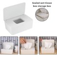 thumbnail image 3 of Caja de pañuelos húmedos - Blanca, Caja de almacenamiento, Dispensador de toallitas húmedas, Caja de pañuelos con tapa para servilletas de bebé JM, 3 of 5
