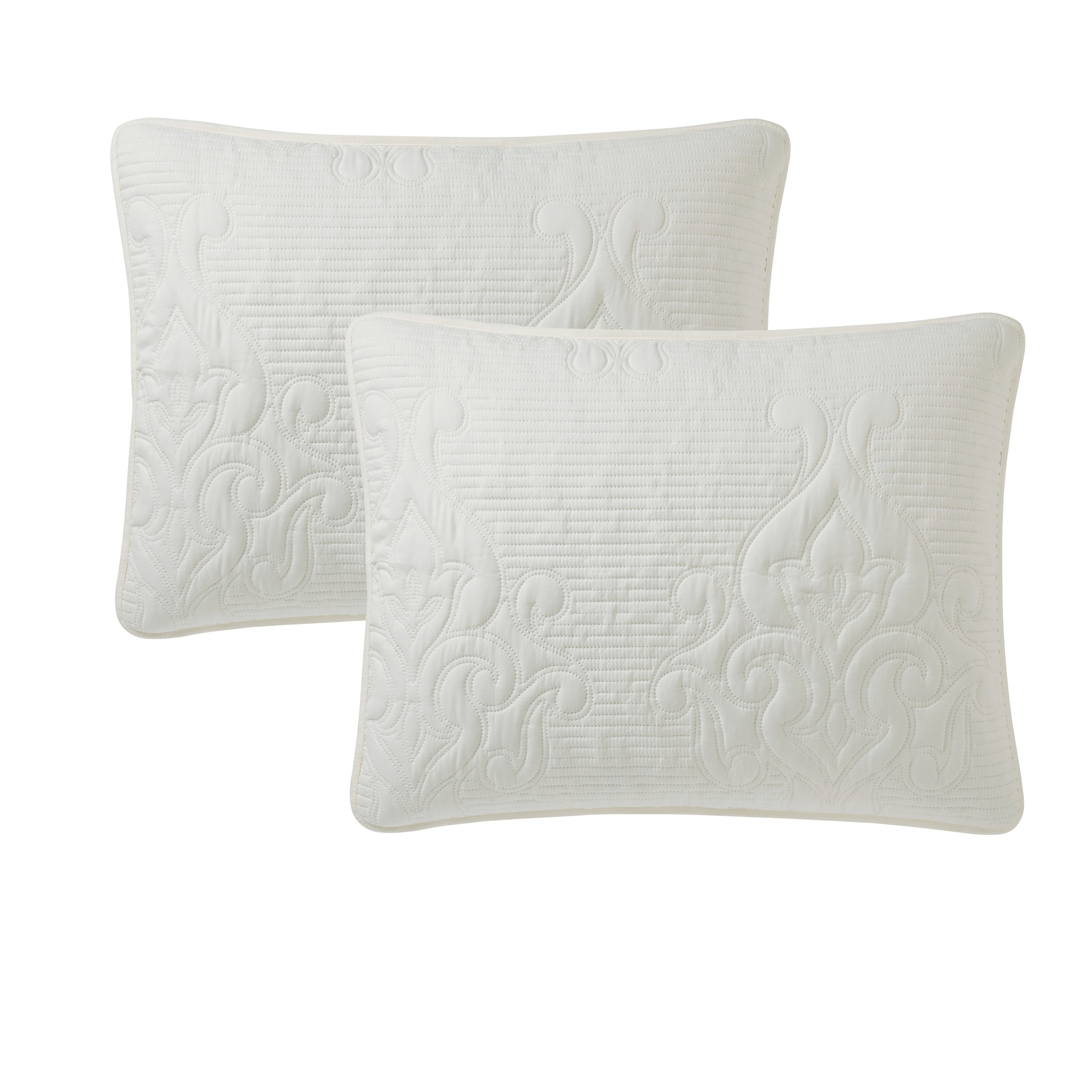 VCNY Home Solomun 3-Piece Ivory Pinsonic Damask Quilt Set, King, Adult, Unisex