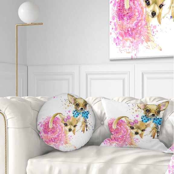 Designart Bridge and Groom Dog Illustration - Animal Throw Pillow - 12x20