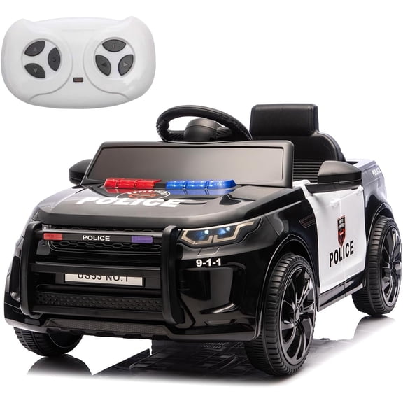 Ride on Toys Police Car Remote Control, 12V Electric Police Car with Music, Headlights, Speaker, USB, Bluetooth, Electric Vehicles