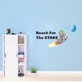thumbnail image 2 of Reach for the Stars Quote Lettering Wall DecorWall Decal Decoration Reach for the Stars Adventurous Space Cartoon Rocket Decorating Ideas for Child's Bedroom Size: 20 In(W) x 12 In(H), 2 of 5