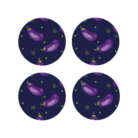 

Tideii Eggplant for Leather Coasters 4 Pieces Anti-fouling and Anti-scalding Decorative Coasters Suitable for Restaurants Kitchens Coffee Shops-Round Shape