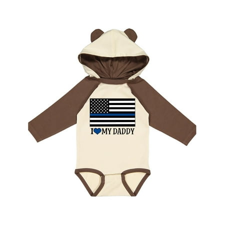 

Inktastic Police Officer Dad Law Enforcement Flag Gift Baby Boy or Baby Girl Long Sleeve Bodysuit