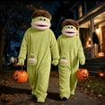 thumbnail image 6 of Funny Cartoon Monster Plush One-Piece Pajamas, Cozy Couple Matching Loungewear for Adults, Comfy Game Night Sleepwear with Hood and Comb, Halloween Oversized Fleece Onesie(Light Green,XXL), 6 of 8