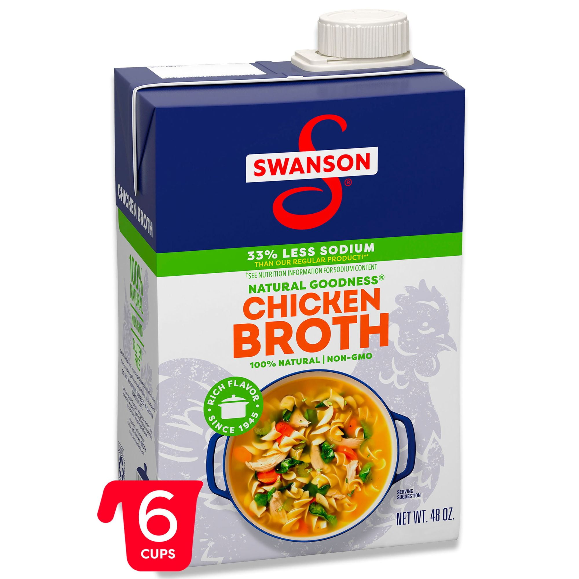 (4 pack) Swanson Natural Goodness Chicken Broth, 48 oz Carton