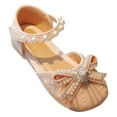 thumbnail image 1 of Cathalem Girls Wedding Sandal Open Toe Rhinestone Low Heel Flower Girl Dress Shoes,Pink 30, 1 of 5