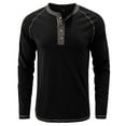 thumbnail image 3 of Jinda Men's Long Sleeve T Shirt Fall Tshirt Cotton Henley Crew Neck Soft Regular Fit Classic Winter Raglan Sleeve Tee Black Medium, 3 of 4