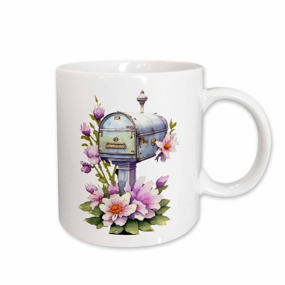 3drose, Floral Mailbox Illustration, 11oz Mug