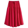 thumbnail image 4 of ShomPort Women's Casual High Waist Pleated A-Line Midi Skirt with Pocket Solid Color Beach Skirt, 4 of 6