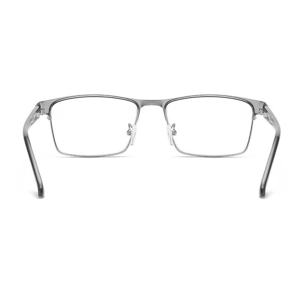 3 Pairs of Mens Blue Light Blocking Classic Reading Glasses 3.0 Rectangle Metal Gunmetal Rimmed Spring Hinges Readers +3.0
