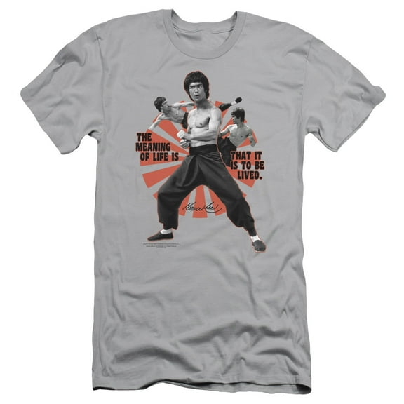 Bruce Lee Meaning Of Life S/S Adult 30/1 T-Shirt Silver